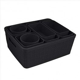 Simplify Black 10 Pack Organizing Set Different Sizes for Multiple Needs. for Offices Desks Dorms Small Items Accessories Vanity Bathrooms. Storage Baskets Bins Boxes