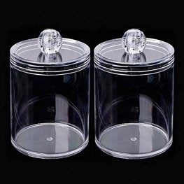 Jedulin 2PCS 10 Oz Clear Acrylic Cotton Swab Ball Pad Holder Dispenser Qtip Cotton Rounds Storage Box Container Cosmetic Makeup Sponges Pads Organizer Bathroom Jar with Lid