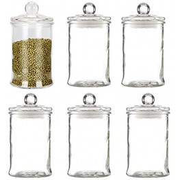 Maredash Glass Apothecary Jars 24 oz,Bathroom Storage Organizer with lids Glass canisters Jar Cotton Ball Holder Set of 6