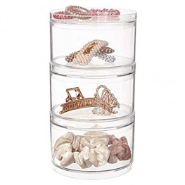 STORi Stackable Clear Plastic Hair Accessory Containers with Lids | set of 3