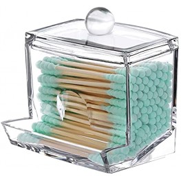 Tbestmax 7 OZ Cotton Swab Pads Holder Qtip Cotton Buds Ball Dispenser Bathroom Containers Clear Apothecary Jar for Storage 1 Pcs