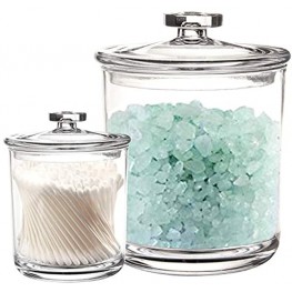 Youngever Clear Plastic Apothecary Jars 1 Set 60 Ounce and 1 Set 15 Ounce