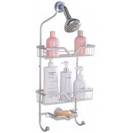 Lucalda Shower Caddy Detachable Hanging Shower Organizer 3-Tier Aluminum Shower Rack Hanging Shower Shampoo Holder and 2-Hooks for Towel Soap Conditioner Silver 11.02x4.72x25.19