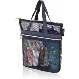 Mesh Shower Caddy Quick Dry Tote Bag 10.2x9.9 with Zipper & 2 Pockets. Portable Lightweight Hanging Toiletry and Bath Organizer. Essential for College Dorm Gym Beach Travel or Camping Black
