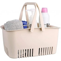Shower Caddy Basket Portable Shower Tote Plastic Dorm College Shower Organizer Bucket with Handles Cream