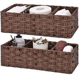 GRANNY SAYS Bathroom Baskets for Organizing Set of 2 Toilet Storage Basket Brown Wicker Tank Basket 14.4" x 6.1" x 4.3"