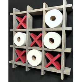 Tic Tac Toe Bathroom Toilet Paper Holder- Handcrafted- NO ASSEMBLY REQUIRED-Bathroom Wall Decor