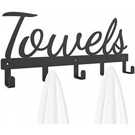 16 Inch Towel Rack for Bathroom Wall Mount Black Matel Towel Rack Quick and Easy to Install 5 Hook Outdoor Pool Towel Holder for Bathroom Decor Storage