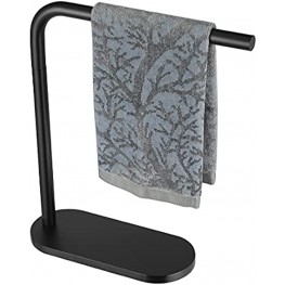 JQK Hand Towel Holder Stand Black Modern Tree Rack Free Standing for Countertop with 12 Inch Bar 304 Stainless Steel Matte Black HTT176-PB