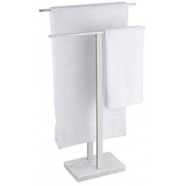 KES Standing Towel Rack 2-Tier Towel Rack Stand with Marble Base for Bathroom Floor SUS 304 Stainless Steel Brushed Finish BTH217-2
