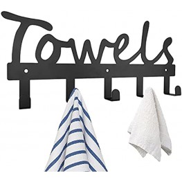 Towel Rack 5 Hooks Bathroom Wall Mount Towel Holder Rustproof and Waterproof Towel Organizer for Towel Robe Coat Bag Keys Clothing – Space Saving
