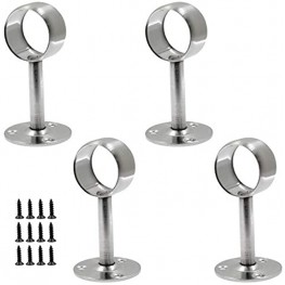 Suiwotin 32mm 1-1 4 Inch Dia Metal Wardrobe Closet Rod Pipe Flange Socket Ceiling Ceiling Mount Curtain Rod Flange Closet Rod Support Stainless Steel 4PCS Silver