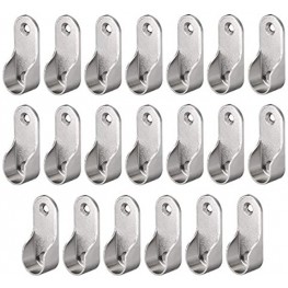 uxcell Oval Closet Rod End Supports Fit Rod Dia 16.5mm 20 PCS Wardrobe Rod Flange Bracket Support Nickel Plating