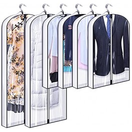 40'' 60'' Garment Bags for Hanging Clothes Suit Bag for Closet Storage 4 Gusseted Clear Clothes Cover for Coats Gowns Shirts 6 Packs
