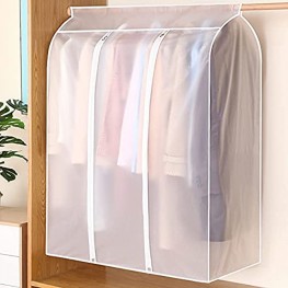50'' Garment Bags for Hanging Clothes Large Translucent Frosted Garment Rack Cover Bags Clothing Storage Bag with Zipper for Hanging Shirts Coats Dresses Suits Seal Closets to Protect Clothing