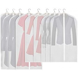 Hanging Garment Bag Set of 10 Lightweight Clear Full Zipper Suit Bags PEVA Moth-Proof Breathable Dust Cover for Closet Clothes Storage 24"x48" -10pack