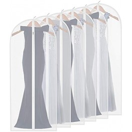 homeminda Garment Bags for Long Dresses,60in Clear Hanging Lightweight White Breathable Dust Proof Covers with Study Full Zipper for Clothes Storage Closet Pack of 6
