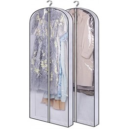 SLEEPING LAMB 60'' Gusseted Garment Bags for Closet Storage Clear Dress Bag Hanging Clothes Storage for Long Gowns Coats Sweaters 2 Packs
