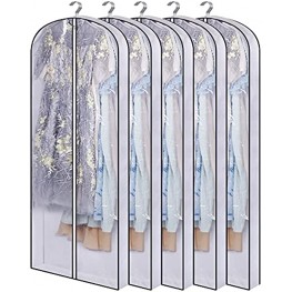 SLEEPING LAMB 60'' Hanging Garment Bags for Closet Storage Gusseted Clear Dress Bag for Clothes Gowns Coats Suits 5 Packs
