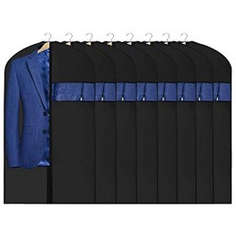 VICKERT Hanging Garment Bag Lightweight Clear Full Zipper Suit Bags Set of 8 PEVA Moth-Proof Breathable Dust Cover for Closet Clothes Storage Black 24" x 40"- 8 Pack