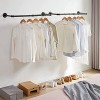 IBUYKE Industrial Pipe Clothes Rack 37'' Wall Mounted Closet Bar Heavy Duty Closet Clothes Rod Multi-Purpose Hanging Rod for Closet Storage 2 Bases TYJ001H
