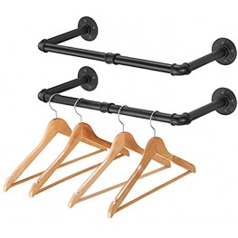 Pynsseu Pipe Clothes Rack 22 Inch Industrial Clothes Rack Wall Mount Iron Heavy Duty Clothes Bar Vintage Coat Hanger Rod 2 Pack