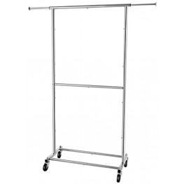 Simple Trending Double Rod Clothing Garment Rack Rolling Clothes Organizer on Wheels for Hanging Clothes Chrome