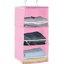 Simple Houseware 3 Shelves Hanging Closet Organizer with Front Stopper Pink
