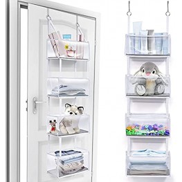 ULG Over The Door Hanging Organizer [Large Capacity & Ultra Sturdy] 4 Clear Window Pocket Organizer for Storage,Door Organizer for Bedroom Dorm Nursery Baby Essentials Closet Toys and Sundries