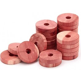 Coolrunner 24 Pack Simulation Cedar Fresh Red Cedar Wood Rings Aromatic Cedar Blocks 100% Natural Wood Hangers for Closets and Drawers Clothes Storage Protector