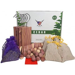 Moth Repellant for Clothes 65 Pack Cedar Hangers Rings Balls Sachets and Dried Lavender Flower Sachets. Premium Quality USA Wood for Closet Drawers Protect Clothing with Home Fragrance to Love
