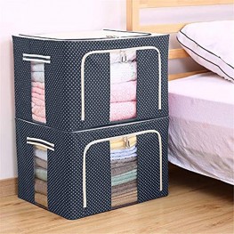 Eastjing Storage Bins Boxes Foldable Stackable Container Organizer Metal Frame Basket Set with Large Clear Window & Carry Handles for Bedding,Clothes,Closets Bedrooms 2 Pack