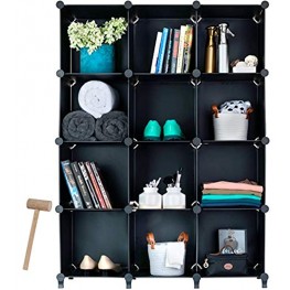 Homeries Cube Storage System – Modular DIY Plastic Closet Organizer Rack Storage Shelves Bookshelf Bookcase for Bedroom Office Dorm Room College Living Room Black 12-Cube