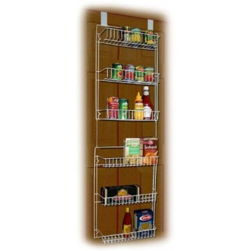 Lavish Home White 6-Tier Adjustable Pantry Shelves and Door Rack for Home Organization and Storage L 19” x W 5” x H 56-64