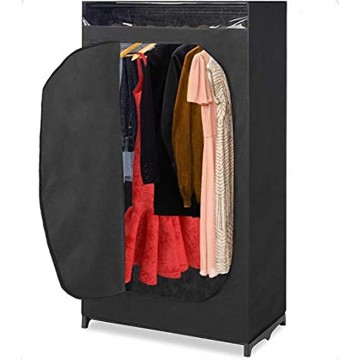 Whitmor Portable Wardrobe Clothes Closet Storage Organizer with Hanging Rack Black Color No-tool Assembly See Through Window Washable Fabric Cover Extra Strong & Durable 19.75 x 36 x 64”