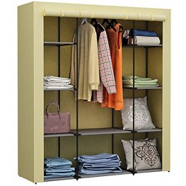 Homebi Clothes Closet Portable Wardrobe Durable Clothes Storage Organizer Non-Woven Fabric Cloth Storage Shelf with Hanging Rod and 10 Shelves for Extra Storage 59.05" W x 17.72" D x 65.4" H Beige