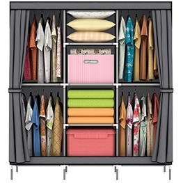 OUMYJIA 69 inches Non-Woven Fabric Portable Closet Wardrobe Organizer Storage 51L x 17.5W x 69H inches Grey