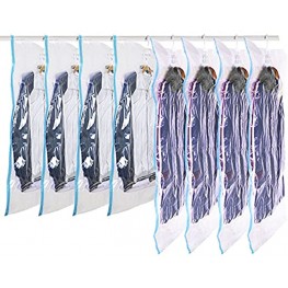 Elebac Hanging Vacuum Storage Bags for Clothes 8 Pack Space Saver Bags 4 Pcs Long 53.1x27.6 inch 4 Pcs Short 43.3x27.6 inch Vacuum Compression Bags Garment Protector