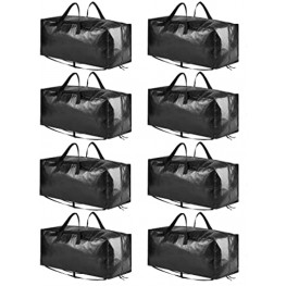 SpaceAid 8 Pack Extra Large Moving Bags Heavy Duty Storage Totes with Double-Zippers Carry Handles & Backpack Straps Substituted of Moving Boxs Black