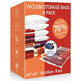 VacPack Space Saver Bags,8 Pack Jumbo Vacuum Storage Bags With Hand Pump for Home and Travel 8J