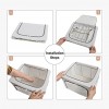2 Pack Clothes Storage Bins Box- HOKEMP 34L Foldable Oxford Metal Frame Storage Box with Carry Handles | Clear Window for Clothes Bedding Blankets Gray