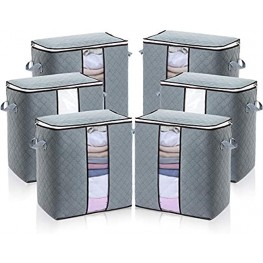 Kingrol 6 Pack Foldable Closet Organizer Clothes Storage Bags Large Capacity Bedroom Storage Containers for Clothing Bedding Comforters Blankets Storage