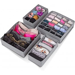 Abin Living Underwear Organizer Drawer Dividers for Underwear Socks and Clothes Customizable Storage Dividers for Dresser and Drawer Fold and Zip to Store Non-Woven Fabric Grey