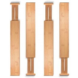 Bamboo Drawer Divider Set of 4 Kitchen Drawer Organizer Spring Adjustable & Expendable Drawer Dividers Best for Kitchen Dresser Bedroom Desk