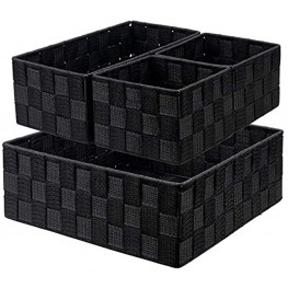 Nicunom 4 Pack Woven Storage Box Cube Basket Bin Container Box Nylon Storage Basket for Closet Dresser Drawer Shelf Office Divider Organizer Bins Black