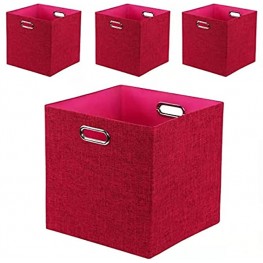 Posprica Storage Bins,13×13 Foldable Storage Cube Baskets Fabric Storage Boxes Containers Drawer Organizers 4pcs Red More Pink