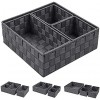 Posprica Woven Storage Box Cube Basket Bin Container Tote Organizer Divider for Drawer,Closet,Shelf Dresser Dark Grey