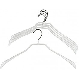 Mawa by Reston Lloyd BodyForm Series Non-Slip Space-Saving Clothes Hanger For Jackets Suits & Coats 16-1 2",Style 42 L Set of 5 White