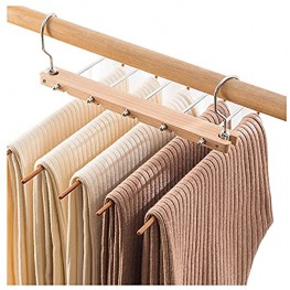 Pants Hangers Space Saving 5 Layers Wood & Stainless Steel Pant Hangers Open Ended Pants Rack for Slacks Jeans Clothes Scarves Organizer