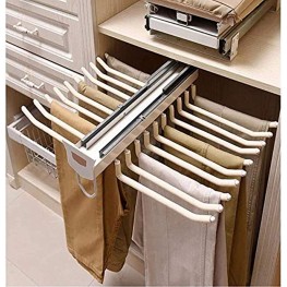 Pull Out Trousers Rack 22 Arms Steel Pull Out Pants Rack Pants Hanger Bar Clothes Organizers for Space Saving and Storage